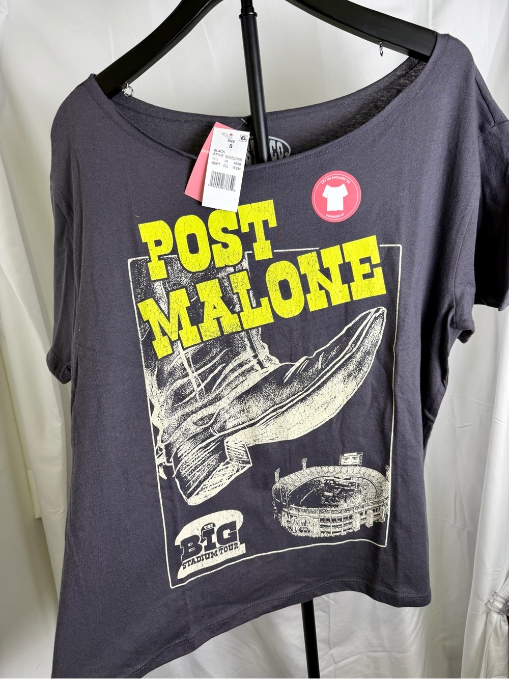 Post Malone Graphic Tee with Yellow Print S women’s